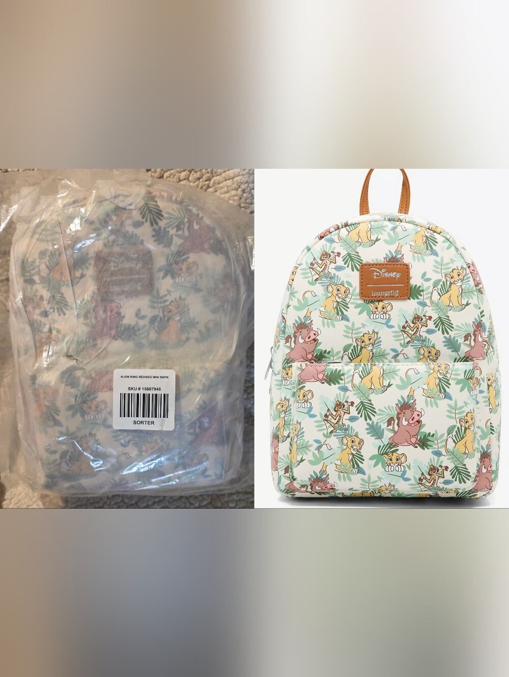 Loungefly Disney The Lion King Mini Backpack Simba Timon Pumbaa All Over Print